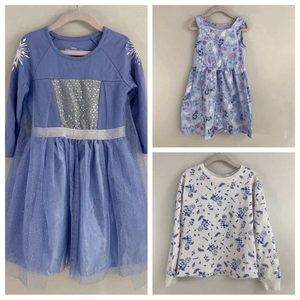 Disney Girls Blue & Silver Frozen-Inspired Dress and Tops Matching Set